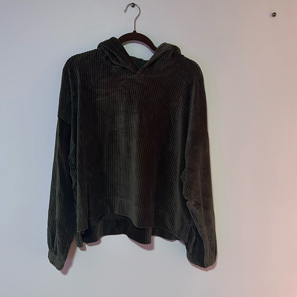 Large aerie velvet feel dark green hoodie great condition